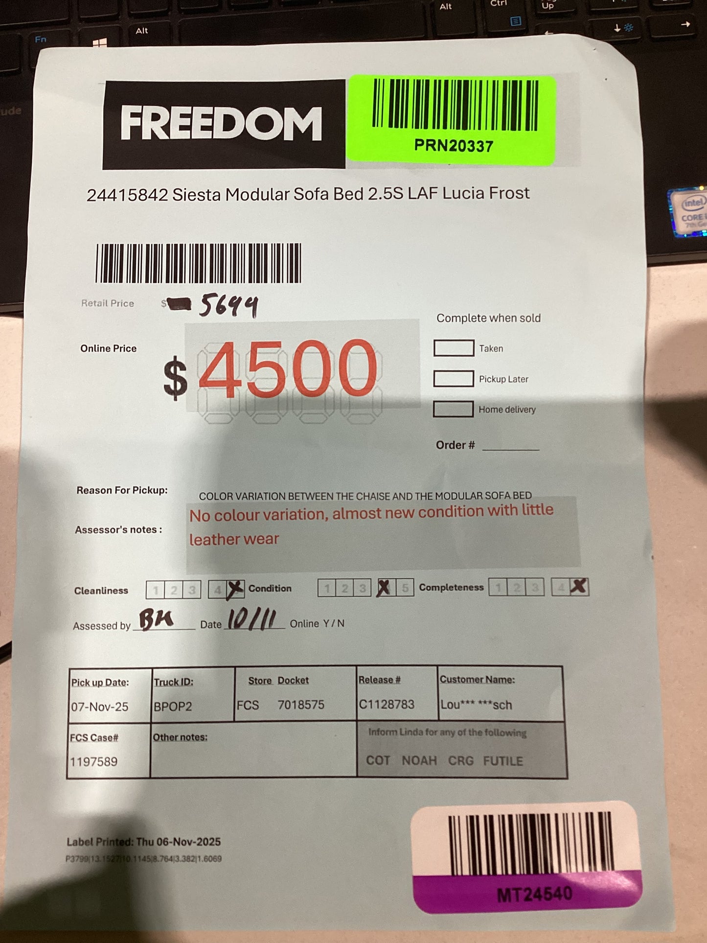 NSW MT24540 Siesta Modular Sofa Bed 2.5S LAF|Chaise RAF Lucia Frost