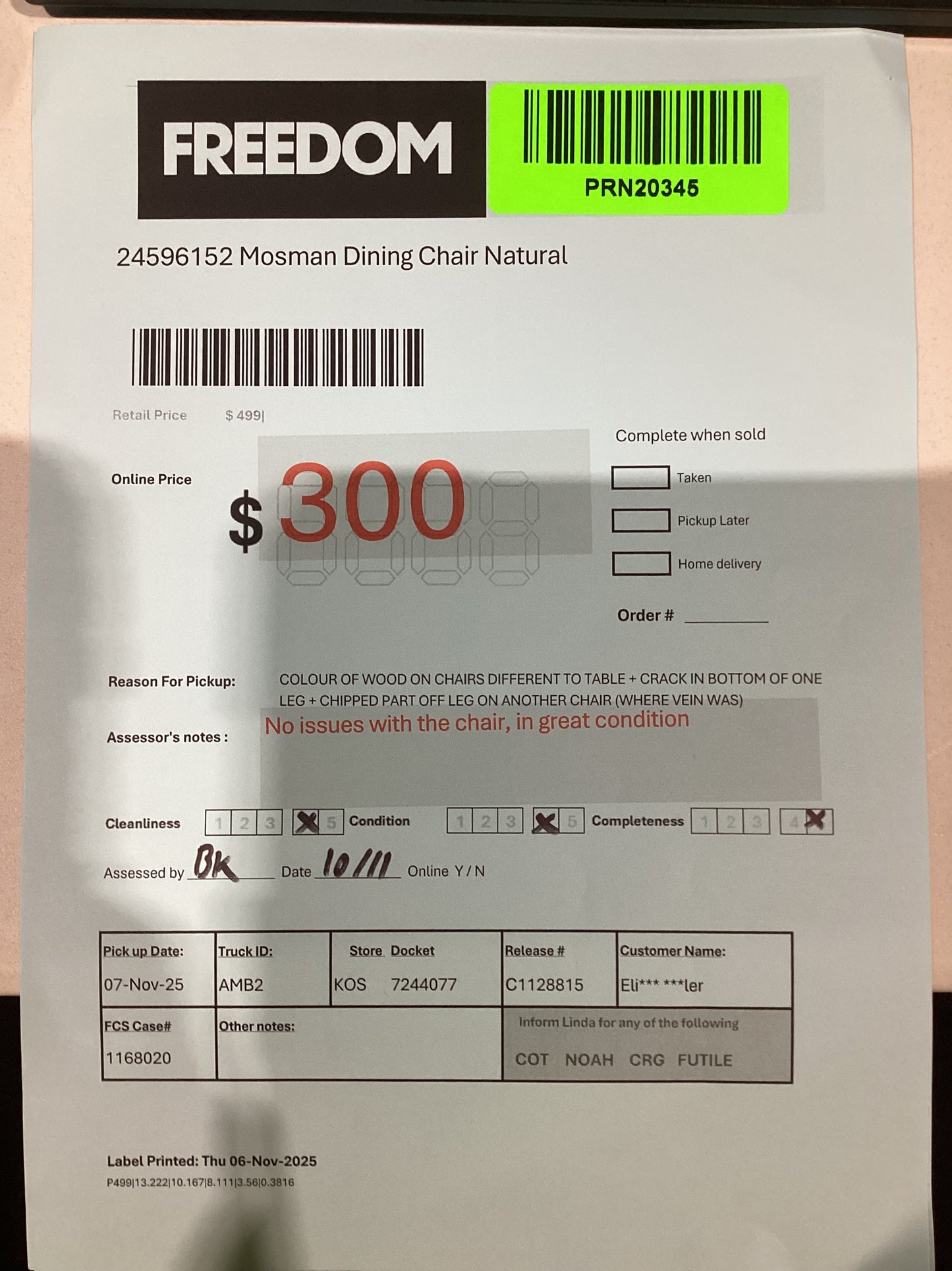 NSW PRN20345 Mosman Dining Chair Natural