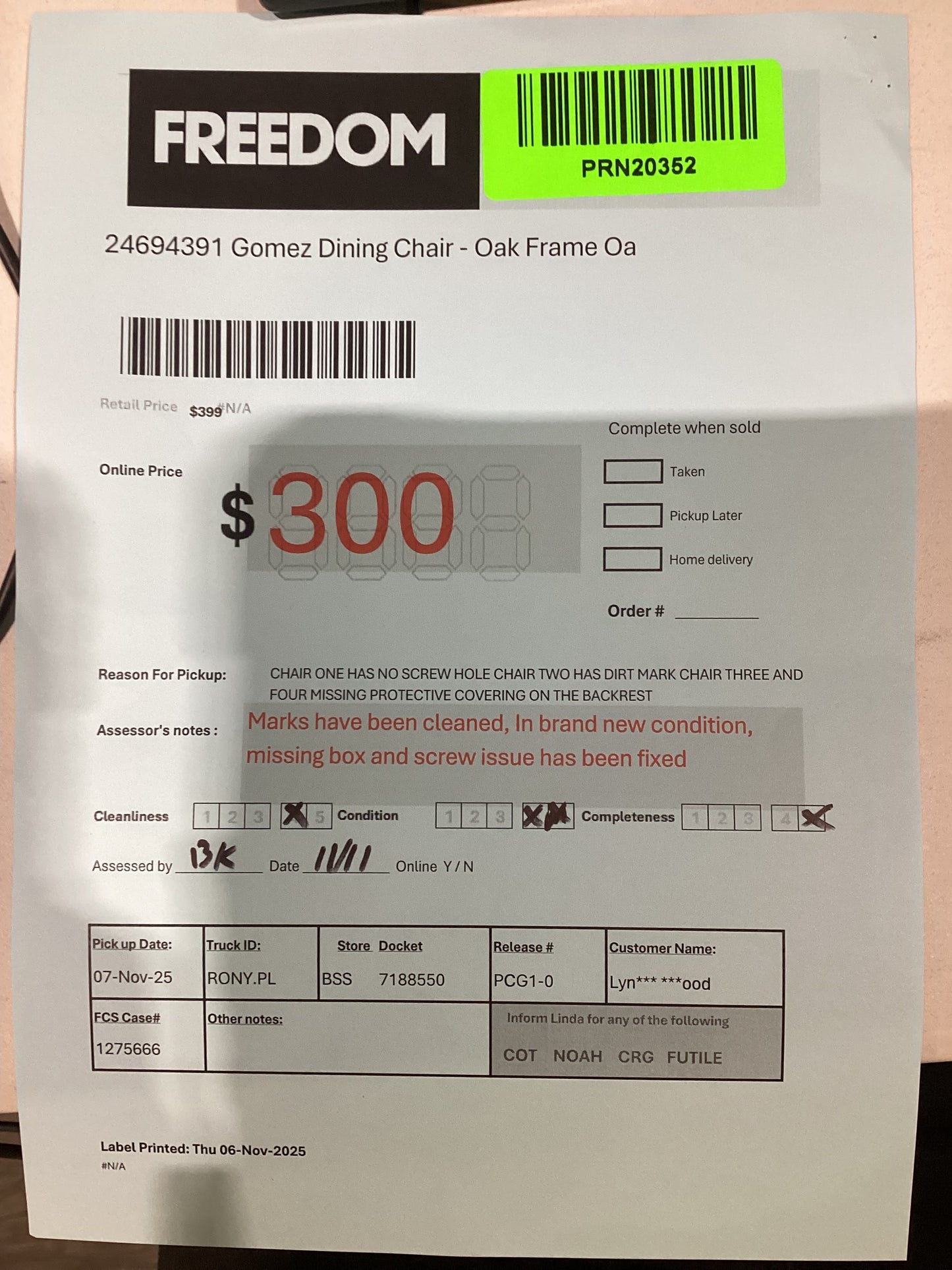 NSW PRN20352 Gomez Dining Chair Oak Frame Oak