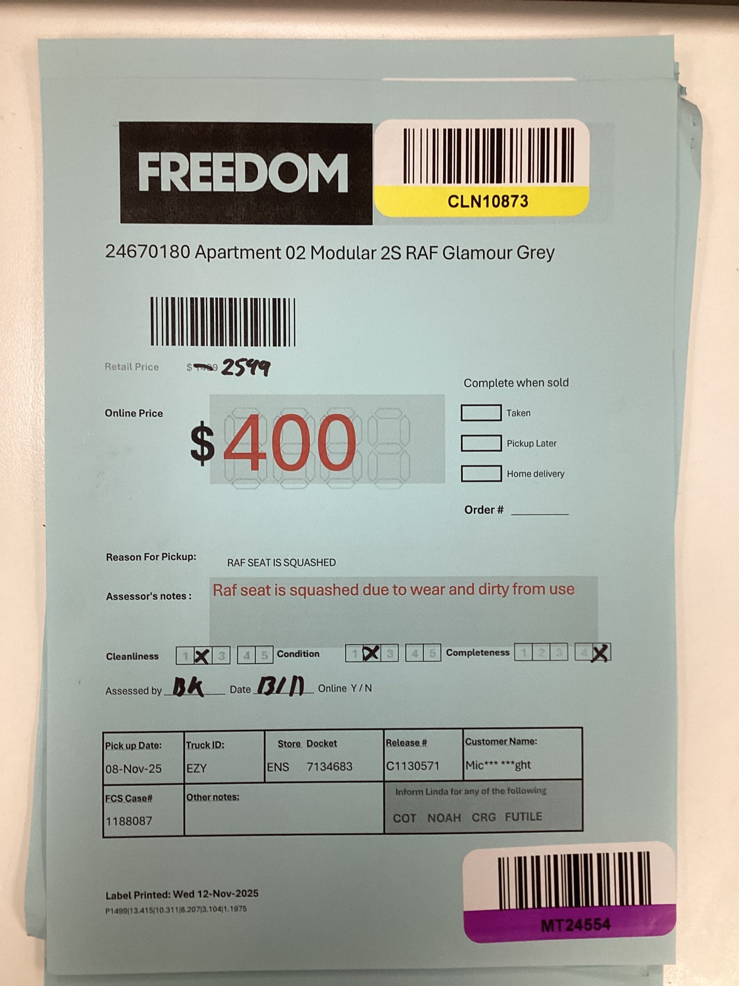 NSW MT24554 Apartment 02 Modular 2S RAF+Chaise LAF Glamour Grey