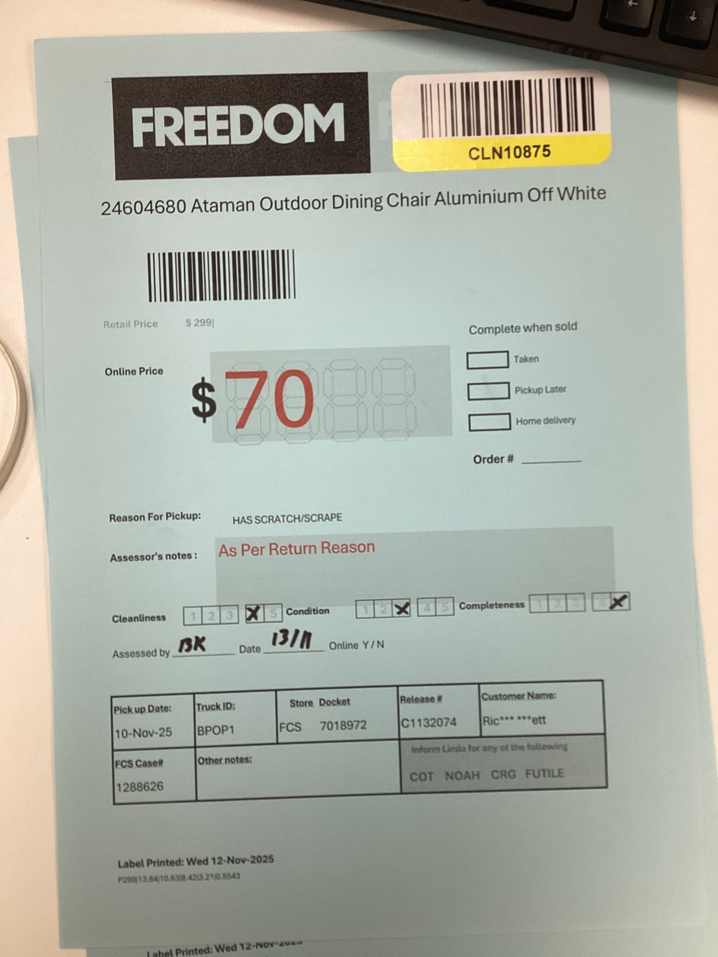 NSW CLN10875 Ataman Dining Chair Aluminium Off White