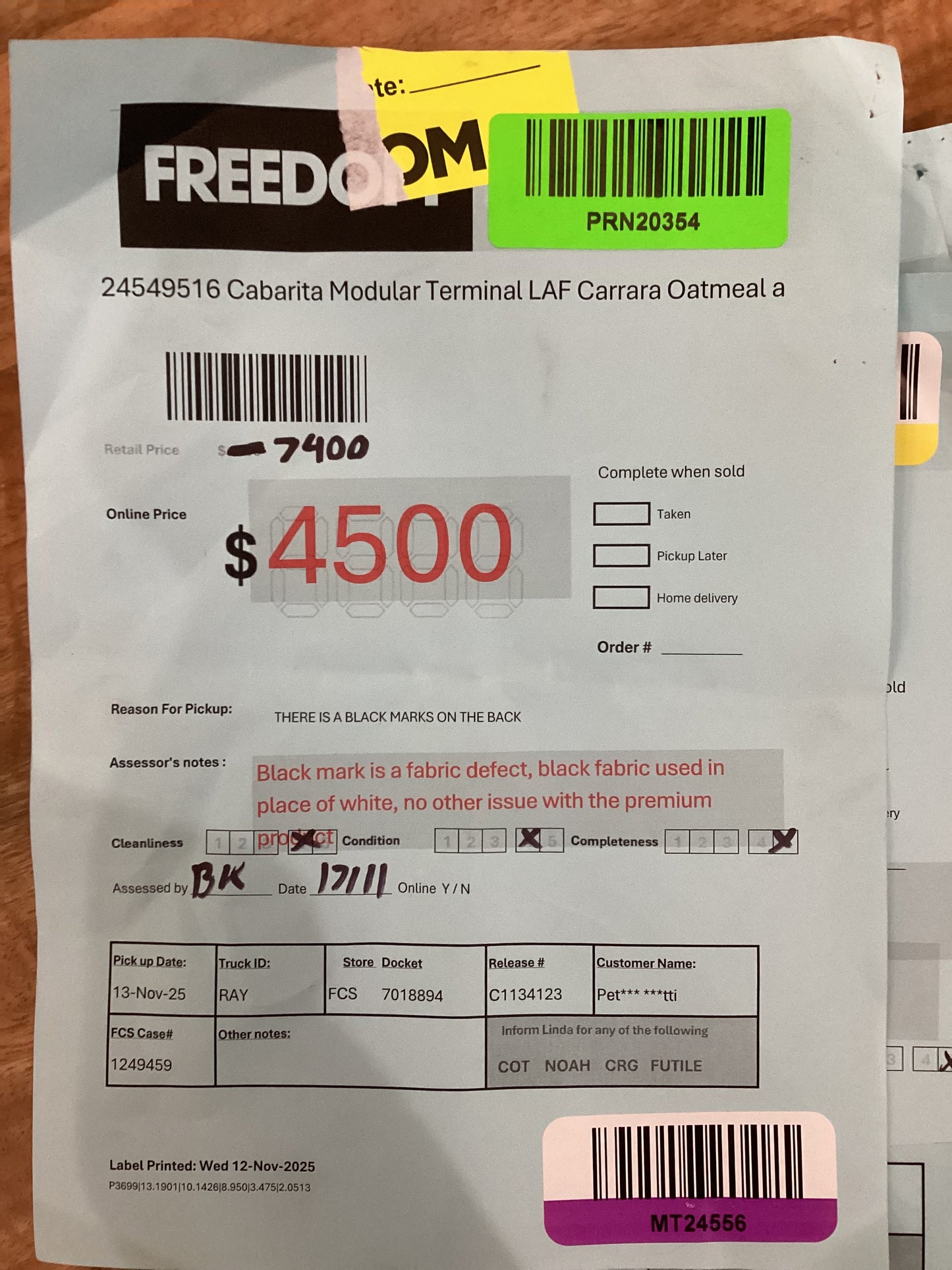 NSW MT24556 Cabarita Modular Terminal LAF+2.5S RAF Carrara Oatmeal