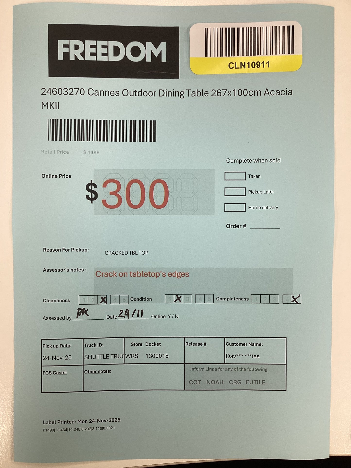 NSW CLN10911 Cannes Outdoor Dining Table 267x100cm Acacia MKII