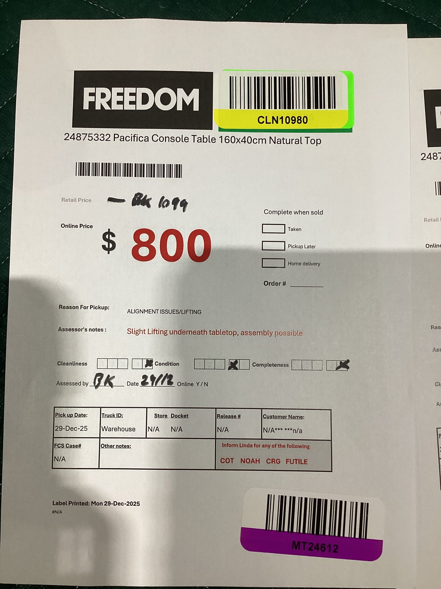 NSW MT24612 Pacifica Console Table