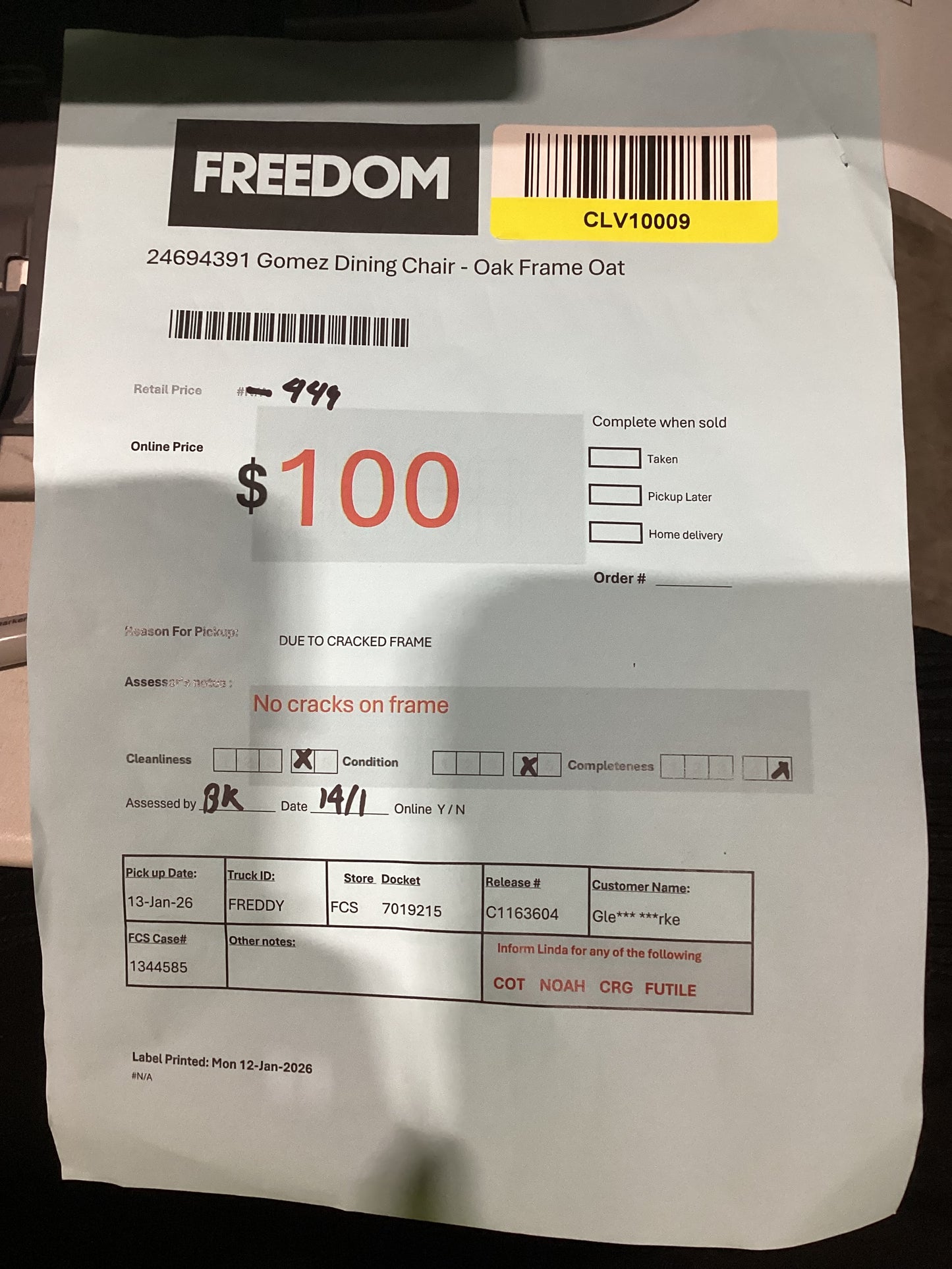 NSW CLV10009 Gomez Dining Chair Oak Frame