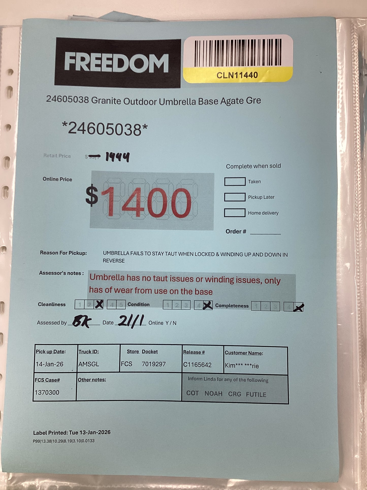 NSW MT24621 Sierra Outdoor Umbrella 300cm O'Bravia Charcoal