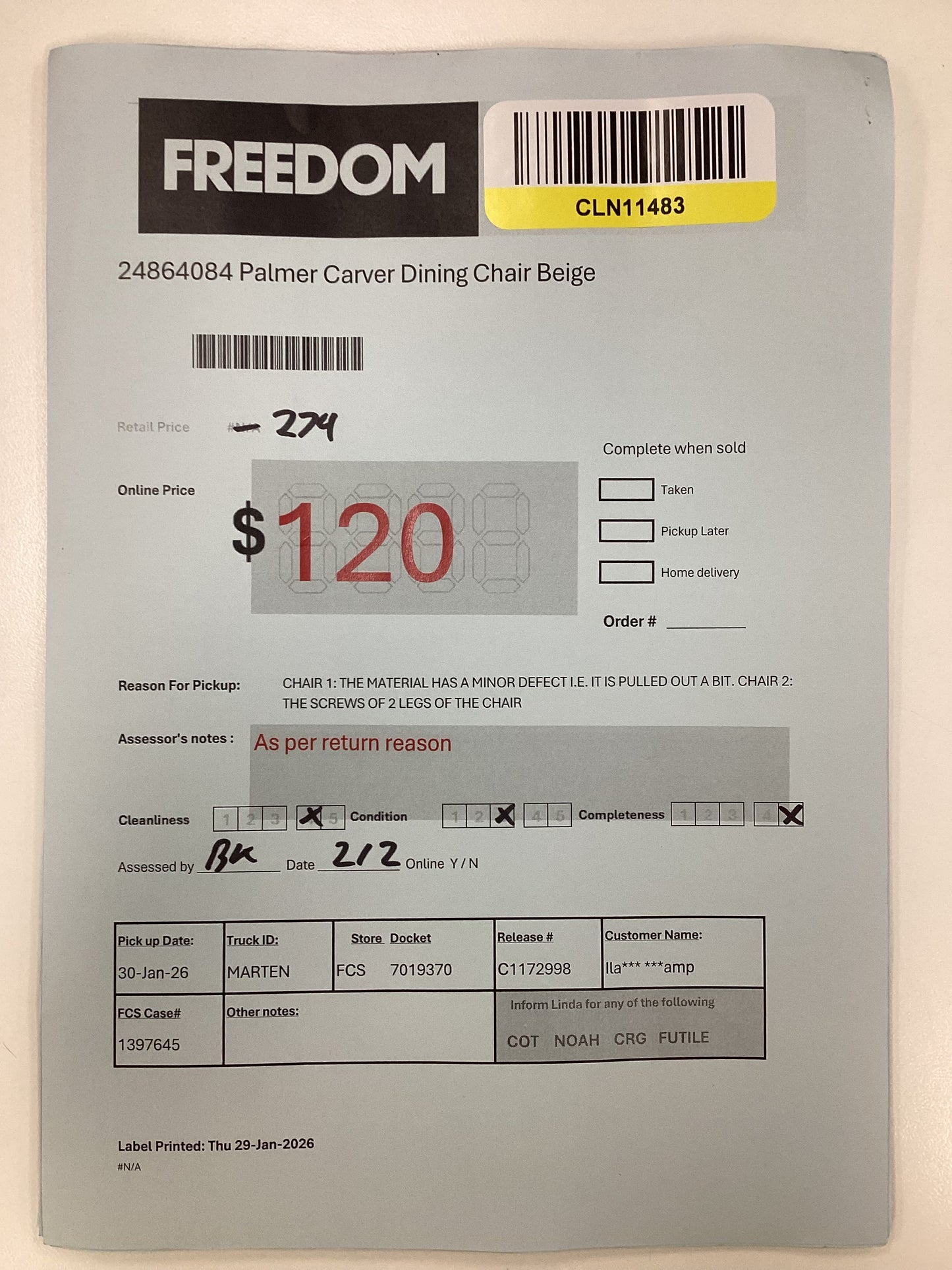 NSW CLN11483 Palmer Carver Dining Chair Beige