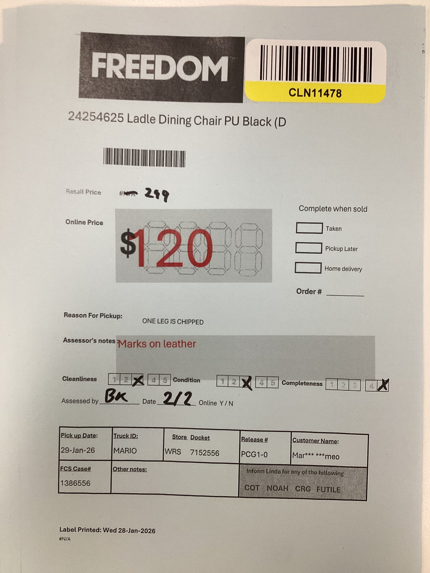 NSW CLN11478 Ladle Dining Chair Black