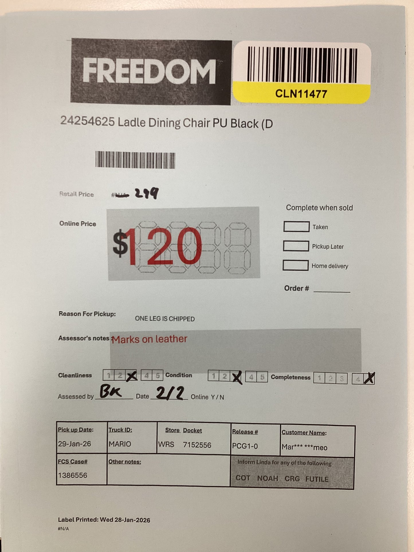 NSW CLN11477 Ladle Dining Chair Black