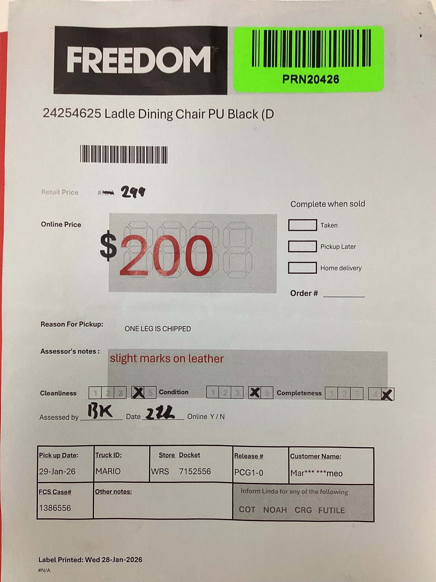 NSW PRN20426 Ladle Dining Chair Black