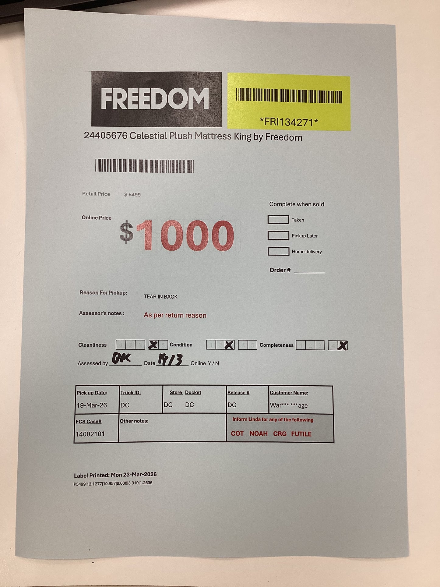 NSW FRI134271 Celestial Plush Mattress King by Freedom