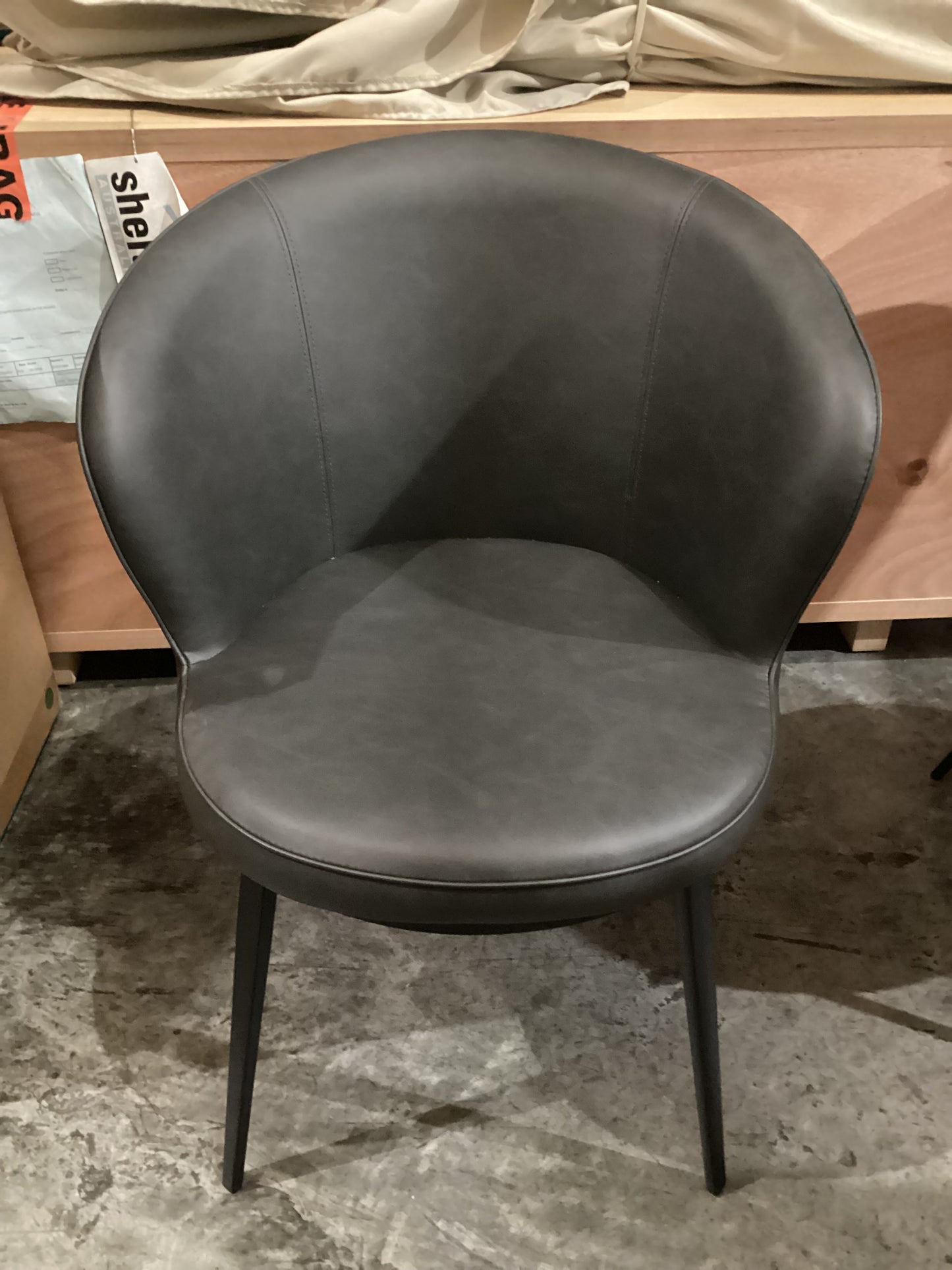 NSW PRN20480 Selena Carver Chair Vegan Leather Charcoal