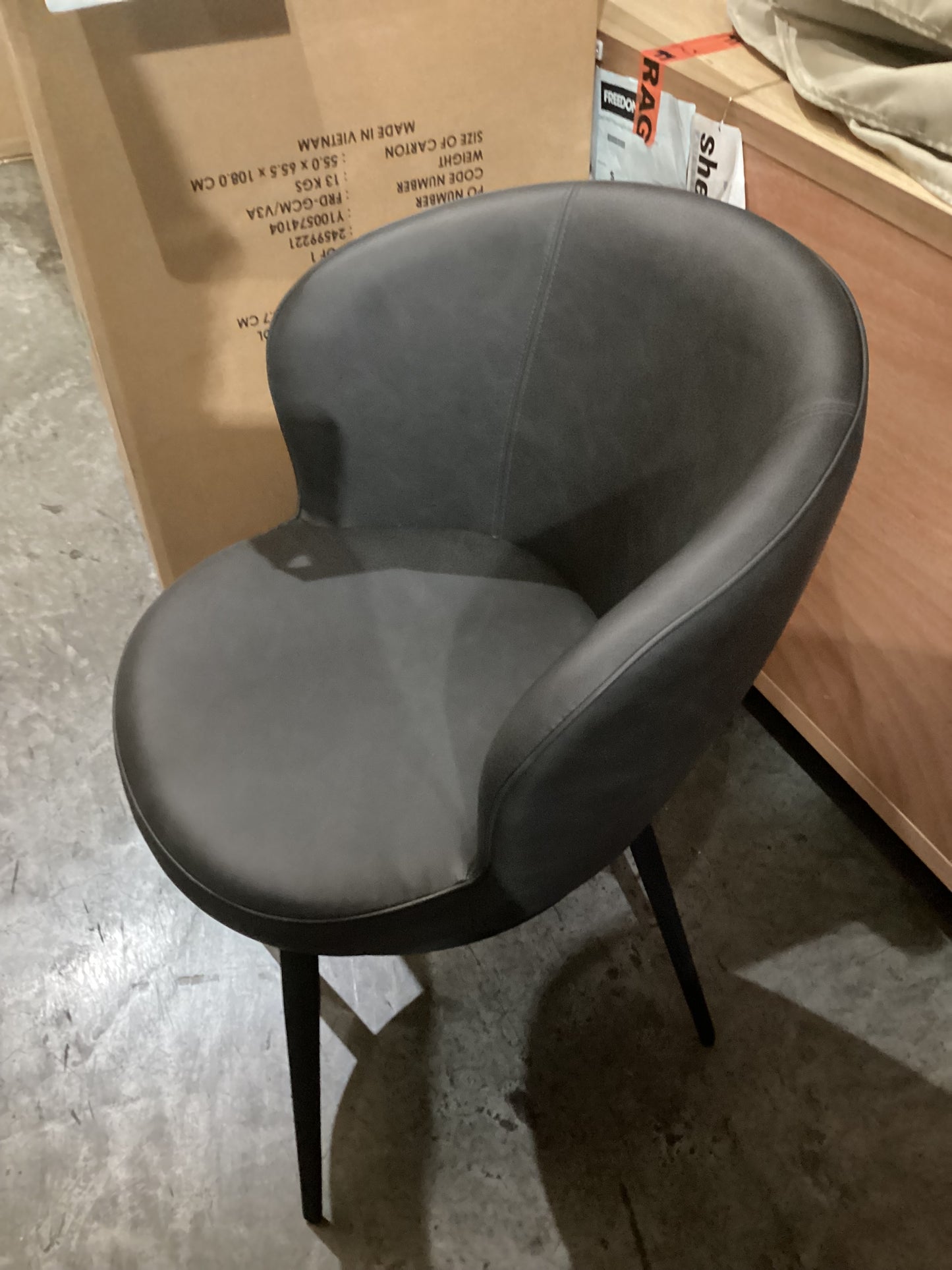 NSW PRN20480 Selena Carver Chair Vegan Leather Charcoal