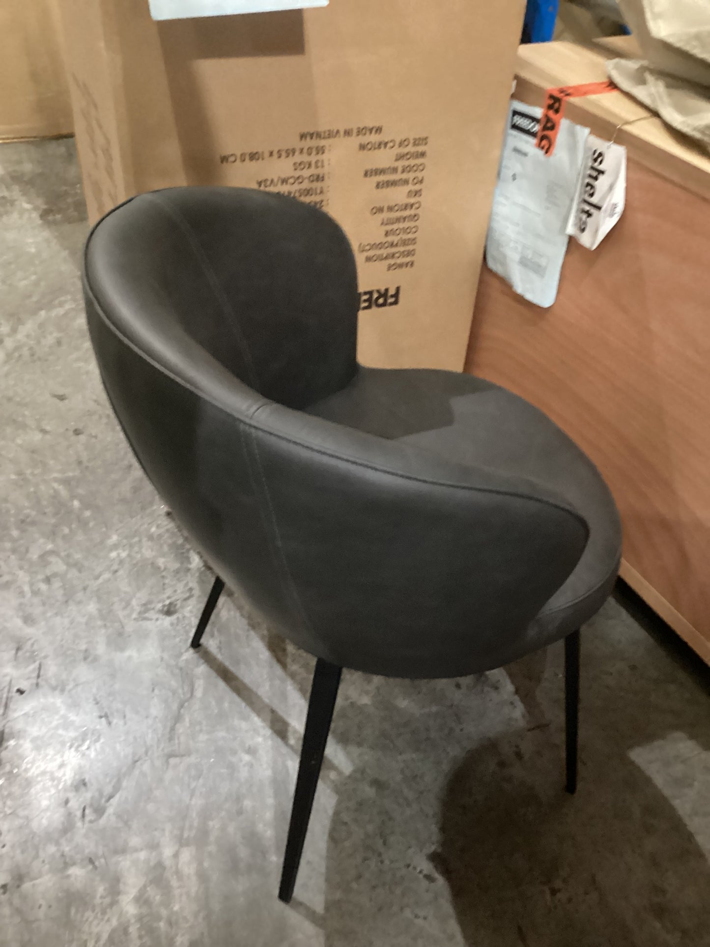 NSW PRN20480 Selena Carver Chair Vegan Leather Charcoal