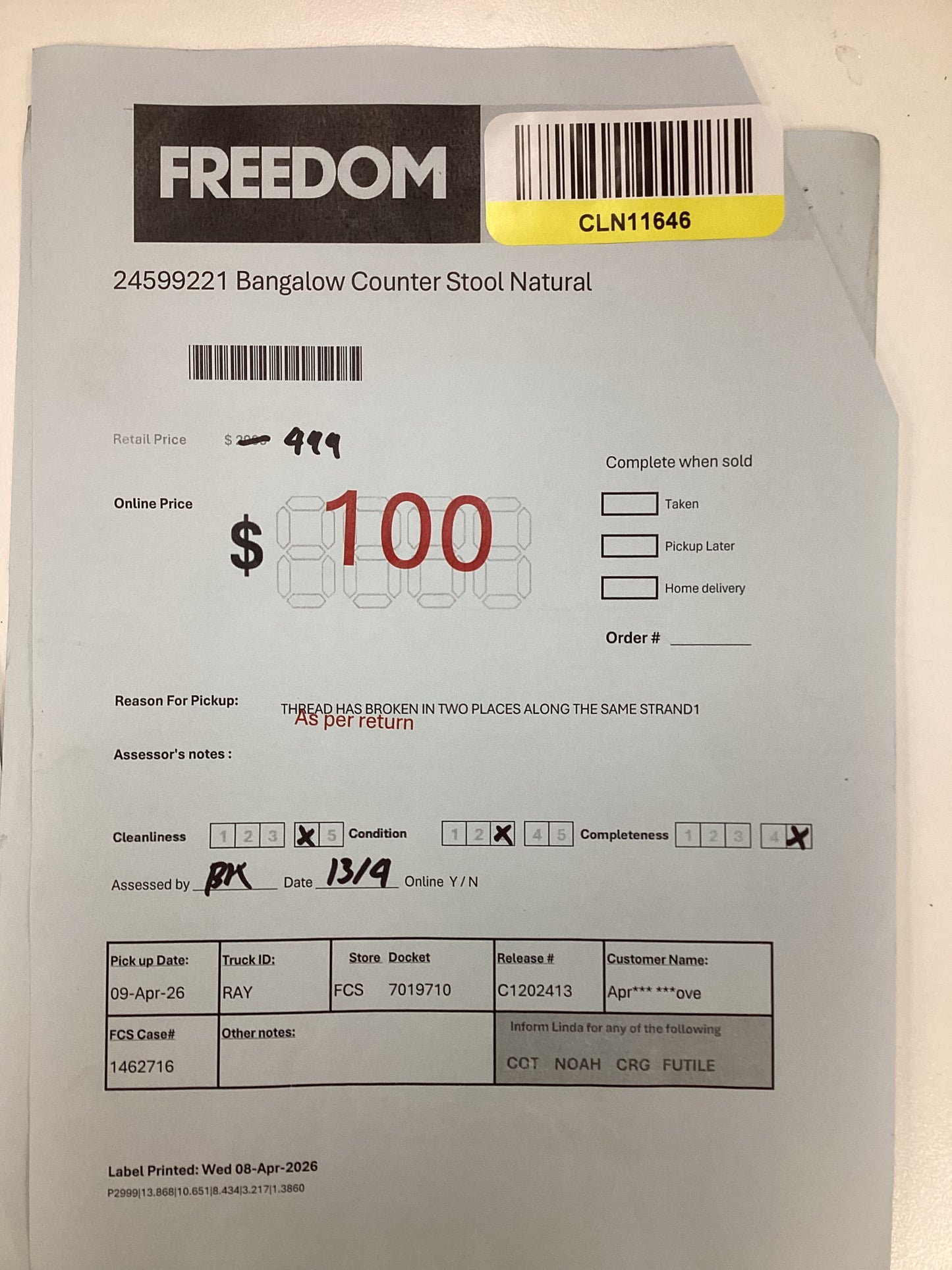 NSW CLN11646 Bangalow Counter Stool Natural