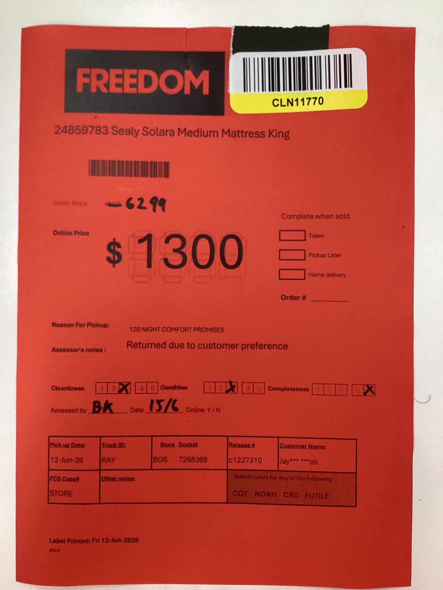 NSW CLN11770 Sealy Solara Medium Mattress King