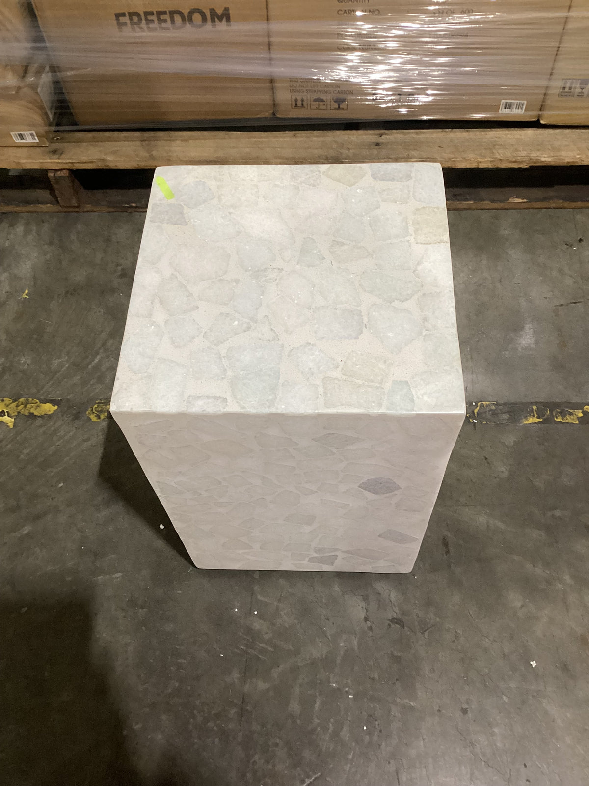 NSW CLN11882 Mass Square Side Table Marble Terrazzo White