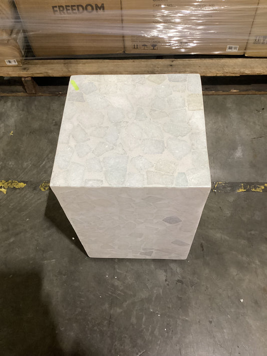 NSW CLN11882 Mass Square Side Table Marble Terrazzo White