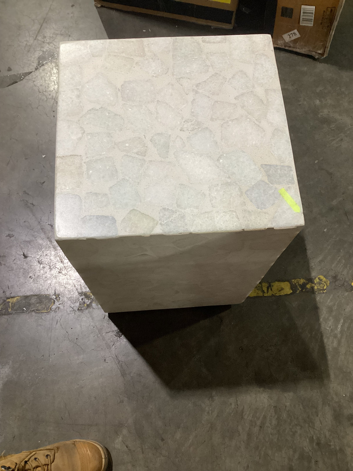 NSW CLN11882 Mass Square Side Table Marble Terrazzo White