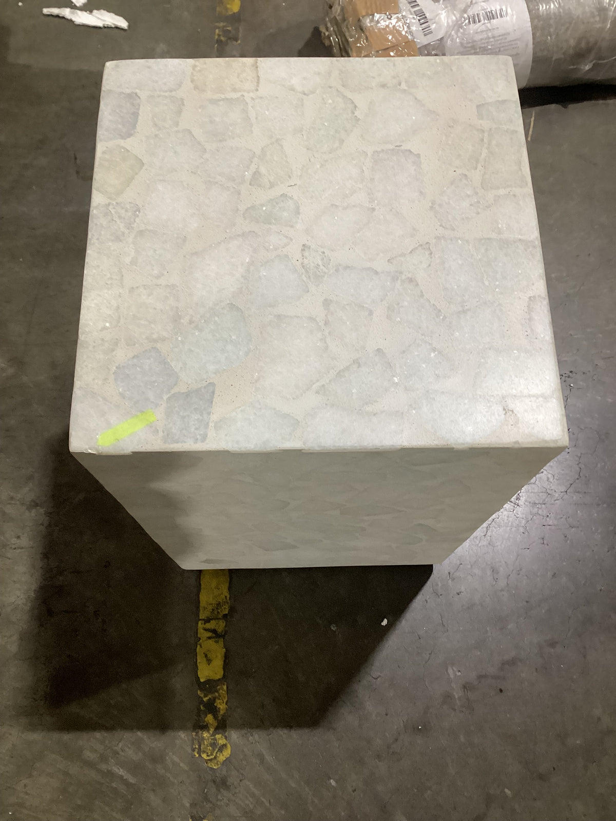 NSW CLN11882 Mass Square Side Table Marble Terrazzo White