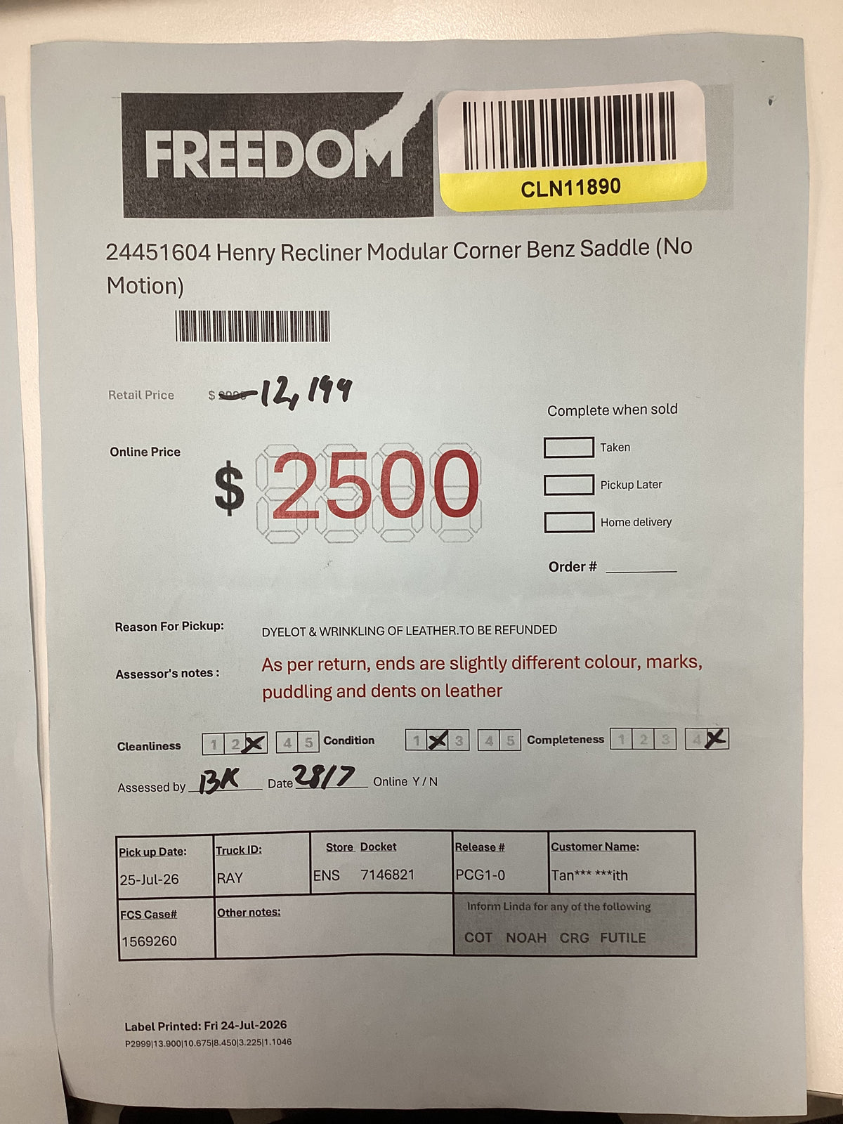 NSW MT24713 Henry Electric Recliner Modular 2.5s RAF+2.5s LAF+Corner