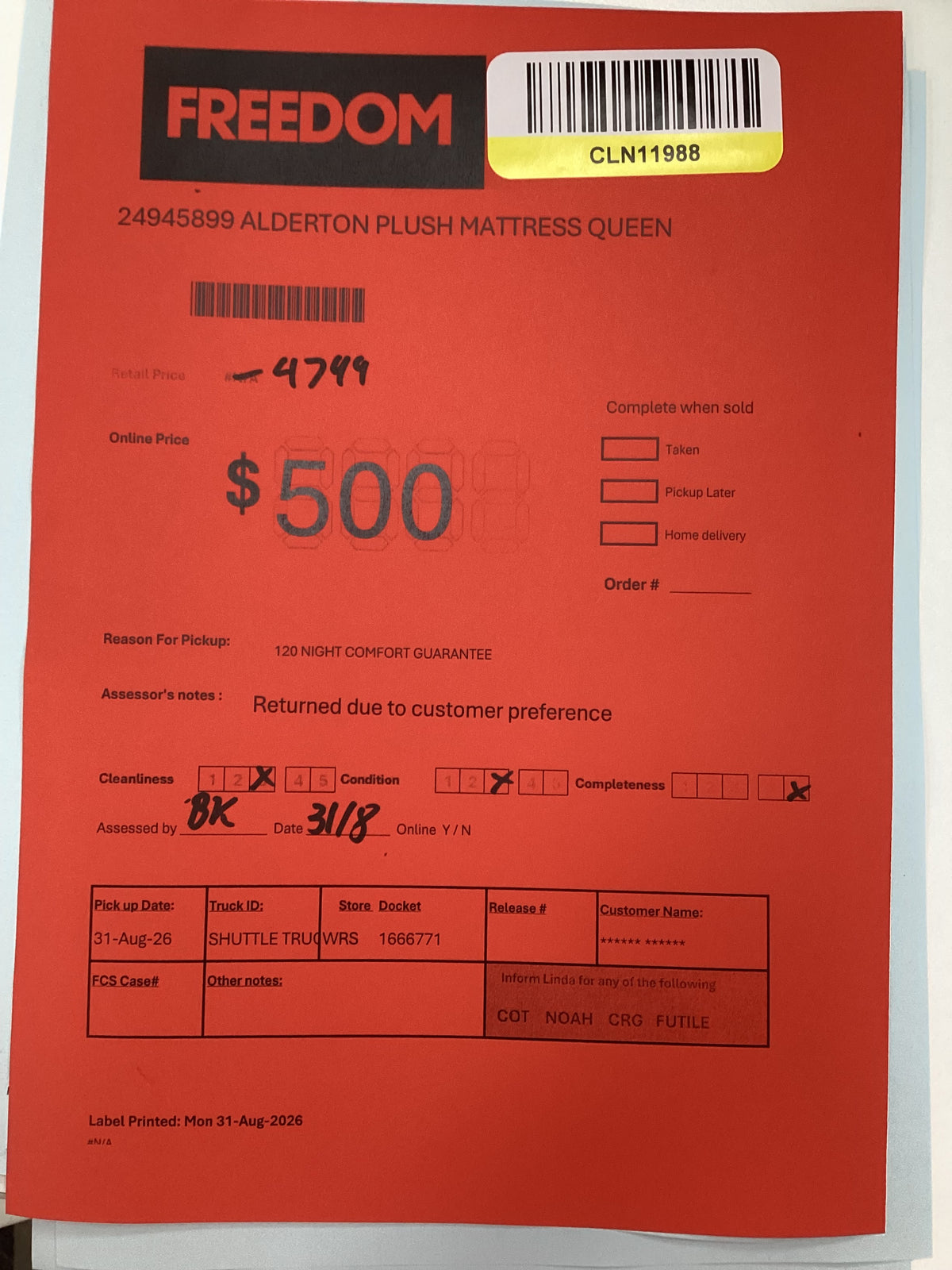 NSW CLN11988 Alderton Plush Mattress Queen