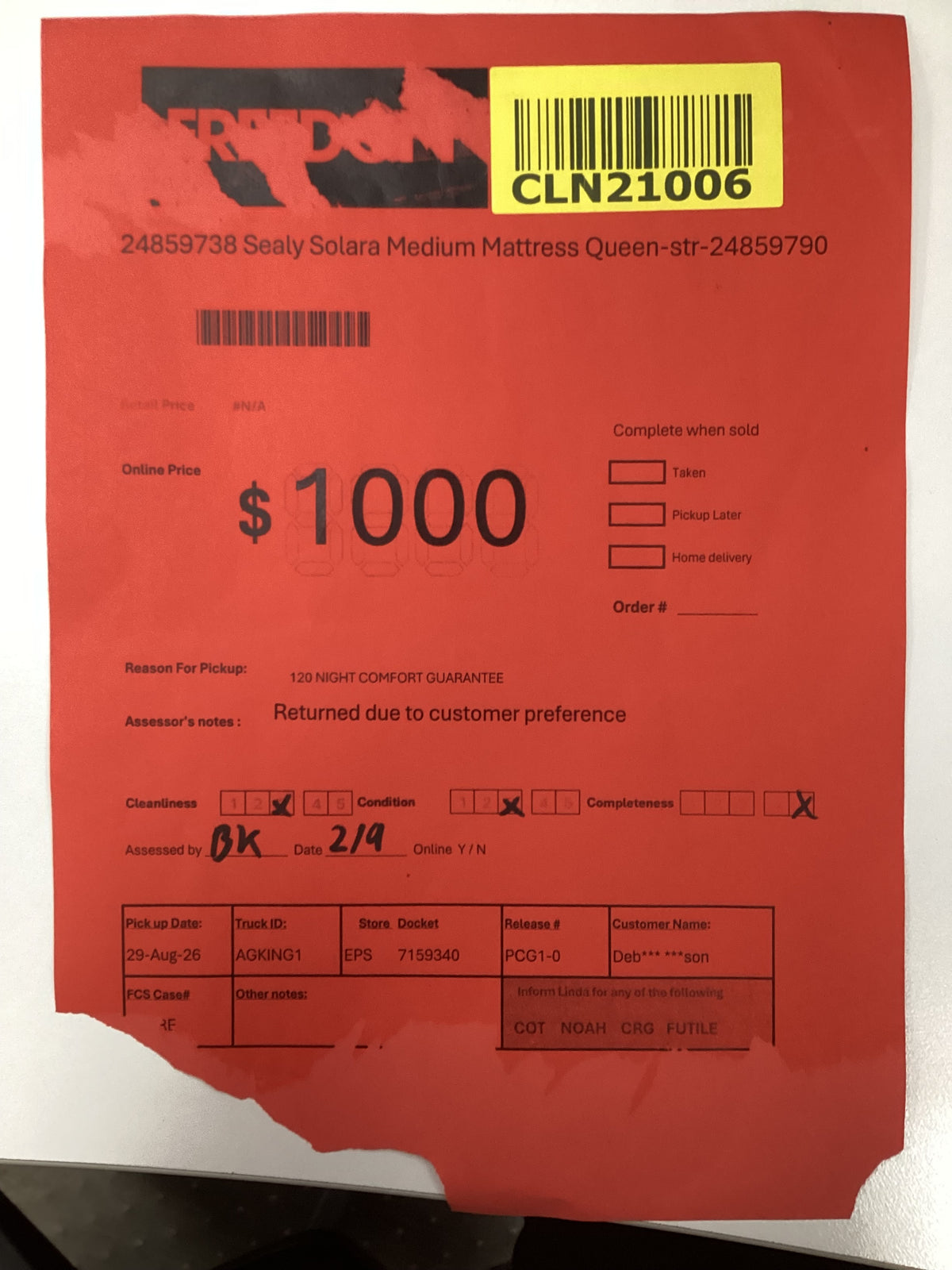 NSW CLN21006 Sealy Solara Medium Mattress Queen