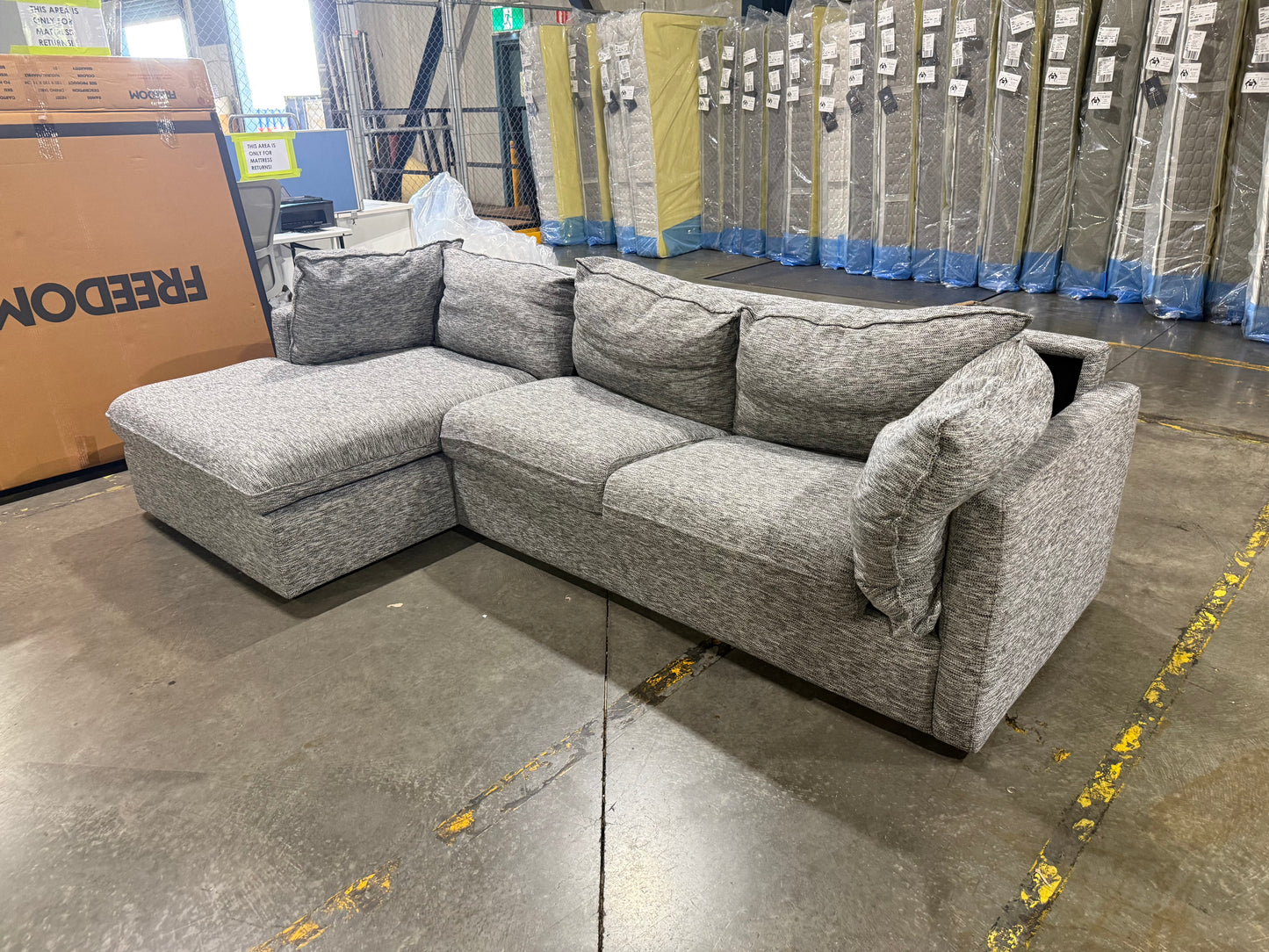 NSW MT24620 Sorrento Modular Sofa Bed Chaise LAF+3S RAF Alpha Graphite