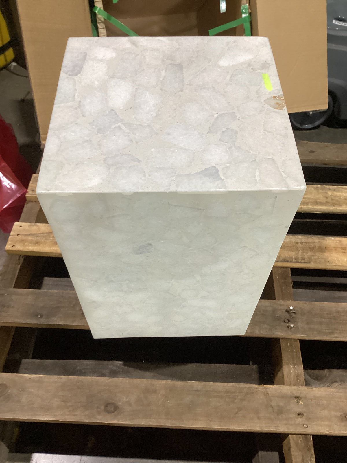 NSW CLN21022 Mass Square Side Table Marble Terrazzo White