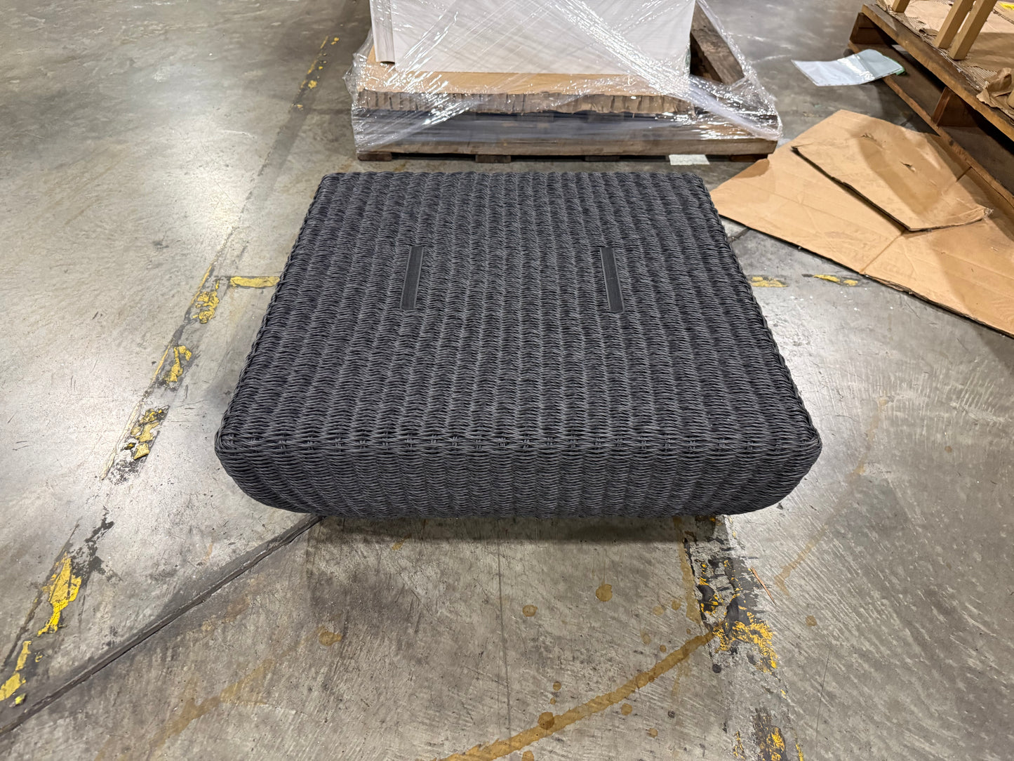 NSW CLN11640 Sonata Outdoor Ottoman Wicker/Olefin Black