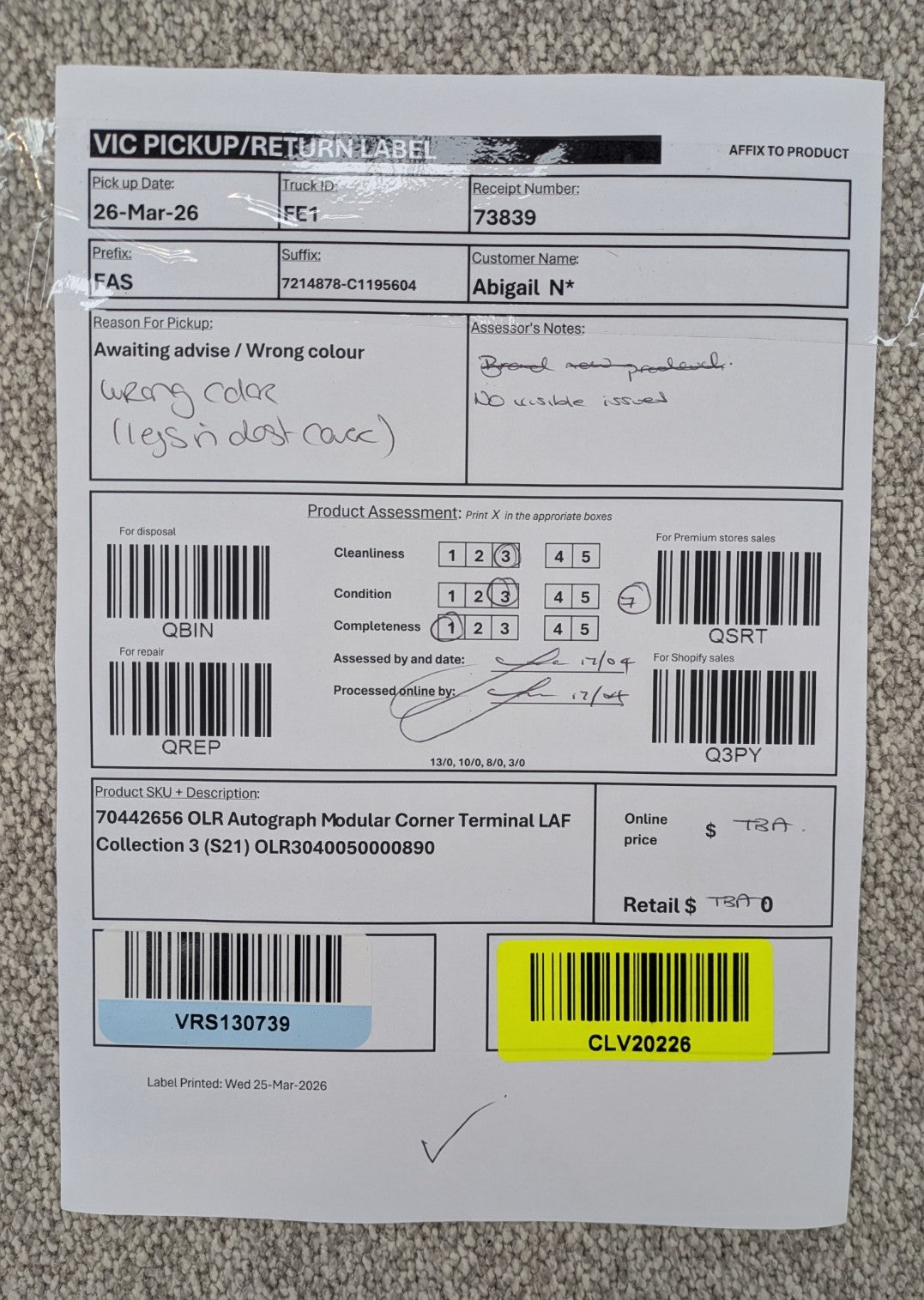 VICDC CLV20226 OLR Autograph Modular Corner Terminal LAF Collection 3 (S21)