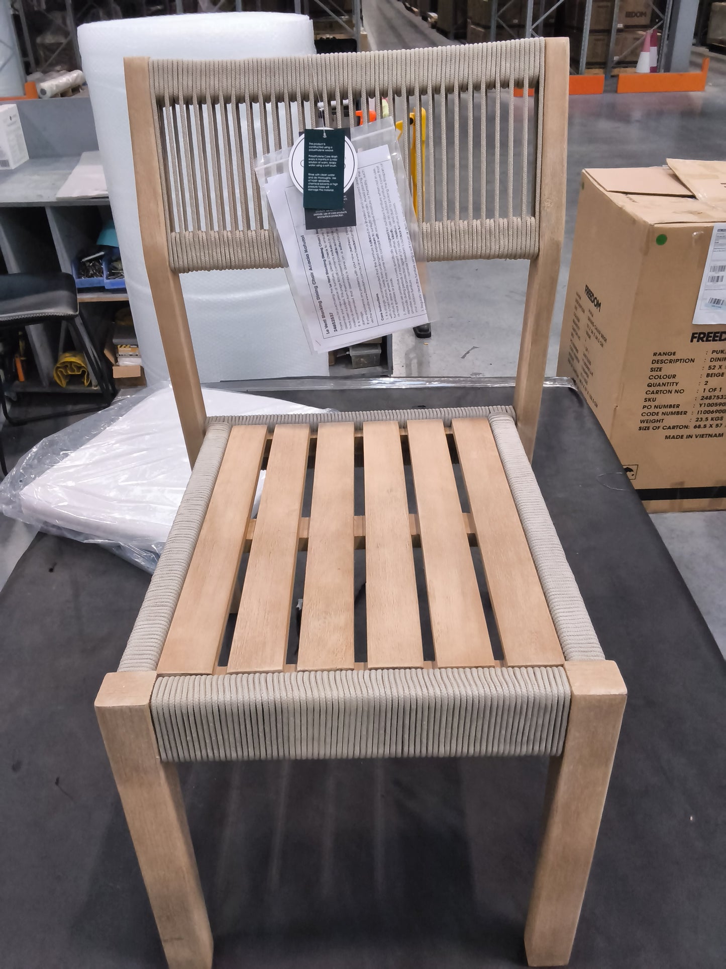 VICDC CLV20294 Le Vent Outdoor Dining Chair - Armless Acacia Natural