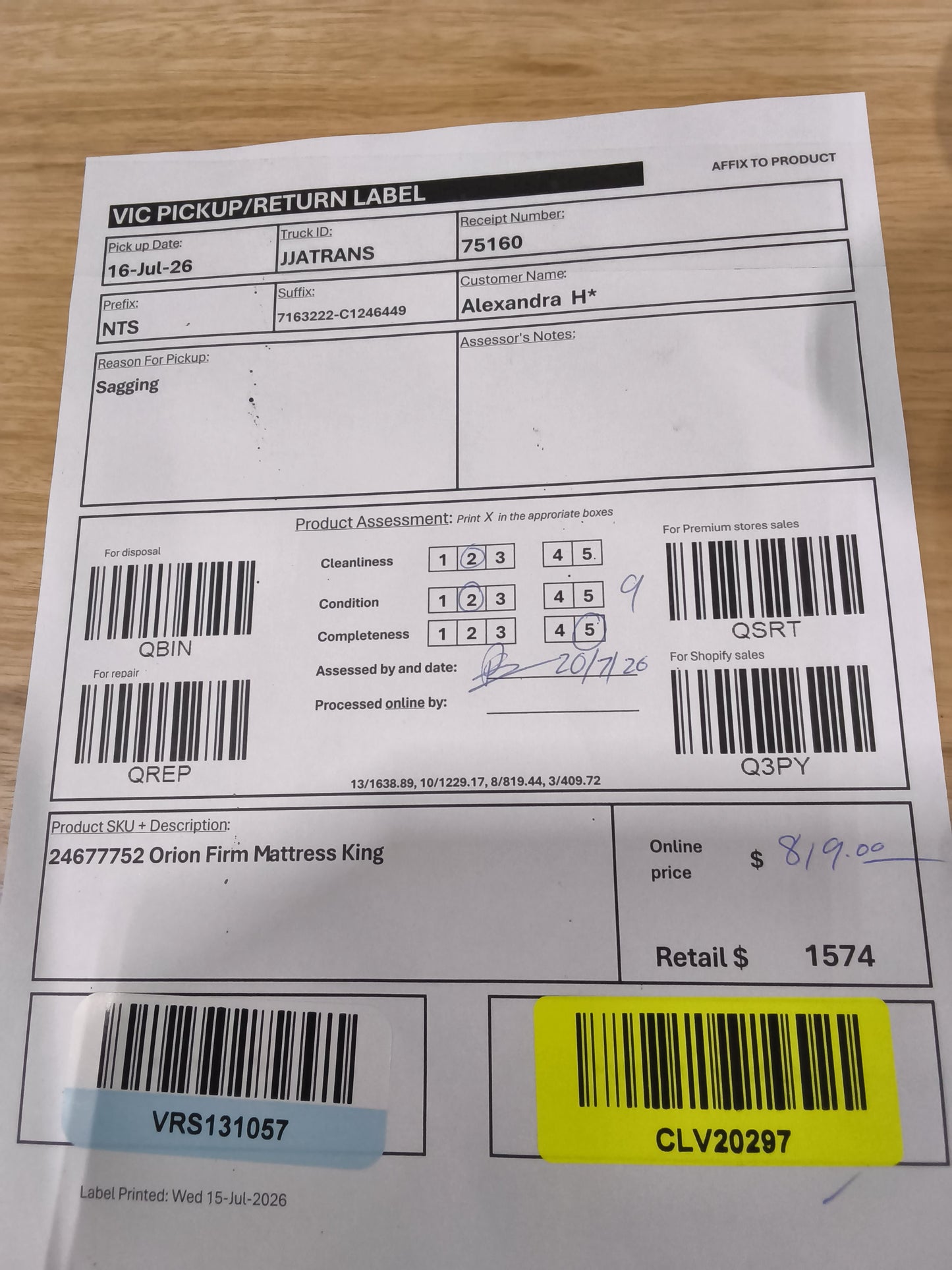 VICDC CLV20297 Orion Firm Mattress King